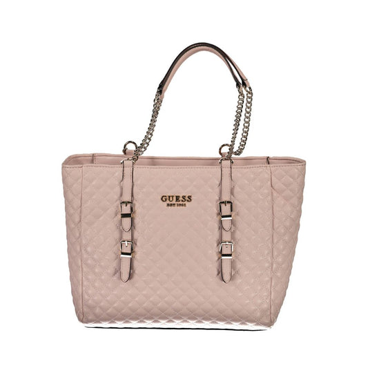 Guess Jeans Pink Polyethylene Handbag with Chain Shoulder Handles
