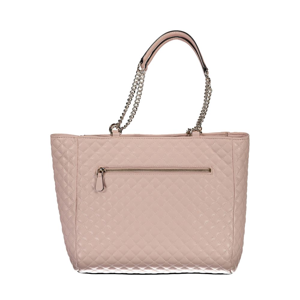 Guess Jeans Pink Polyethylene Handbag with Chain Shoulder Handles