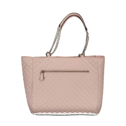 Guess Jeans Pink Polyethylene Handbag with Chain Shoulder Handles