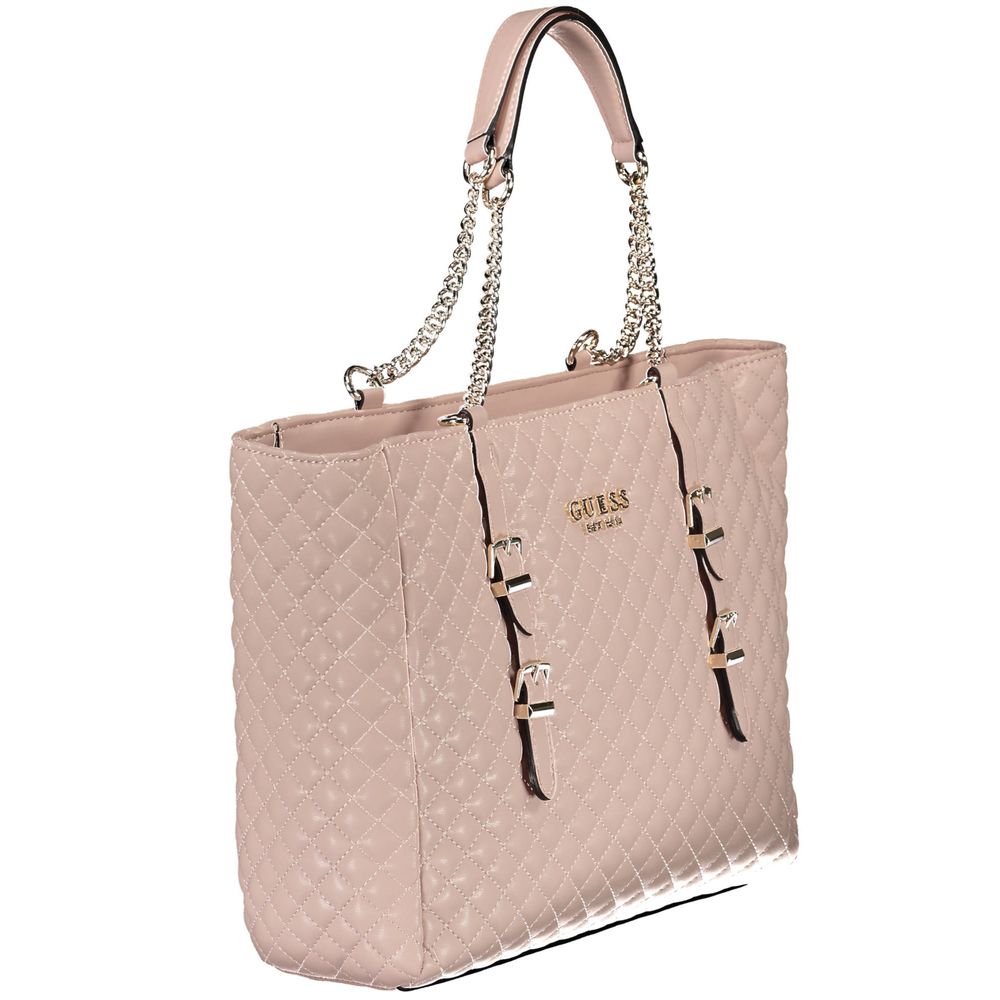 Guess Jeans Pink Polyethylene Handbag with Chain Shoulder Handles