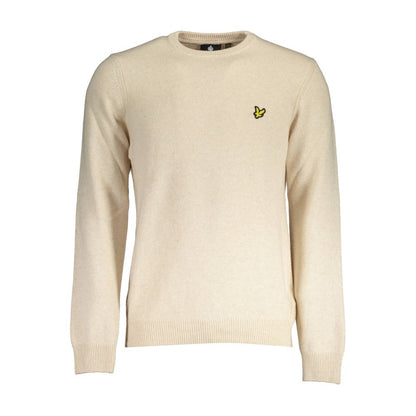 Lyle & Scott Beige Wool Sweater with Logo Detail