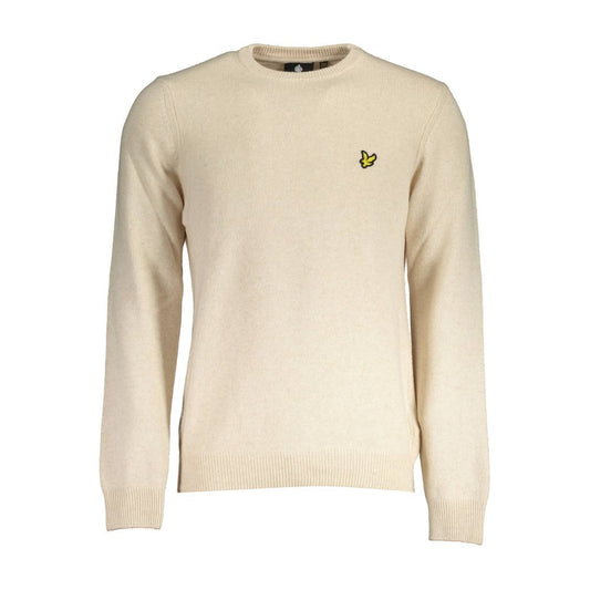 Lyle & Scott Beige Wool Sweater with Logo Detail