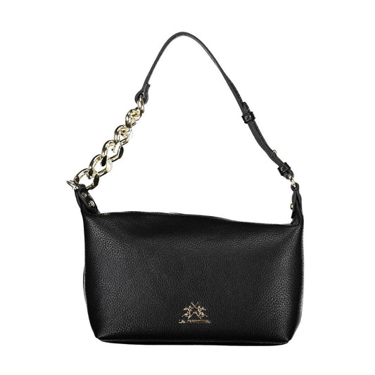 La Martina Black Faux Leather Handbag