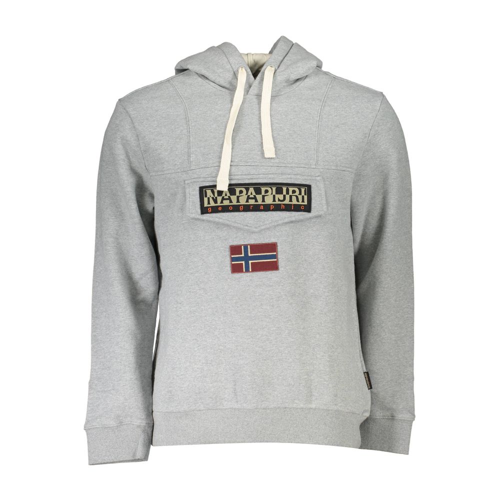 Napapijri Gray Cotton Sweater - Versatile Hooded Sweatshirt