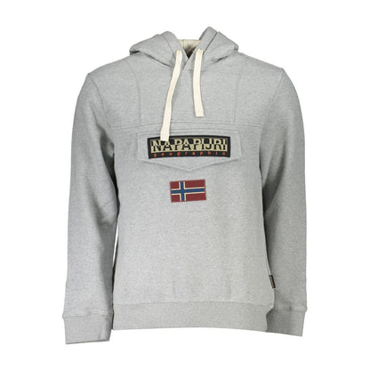Napapijri Gray Cotton Sweater - Versatile Hooded Sweatshirt