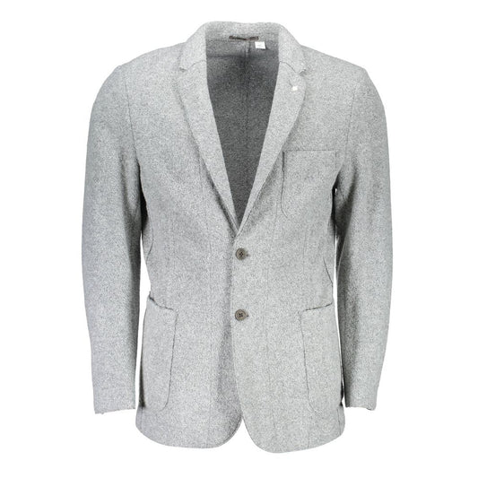 Gant Gray Polyester Jacket - Classic Long Sleeved