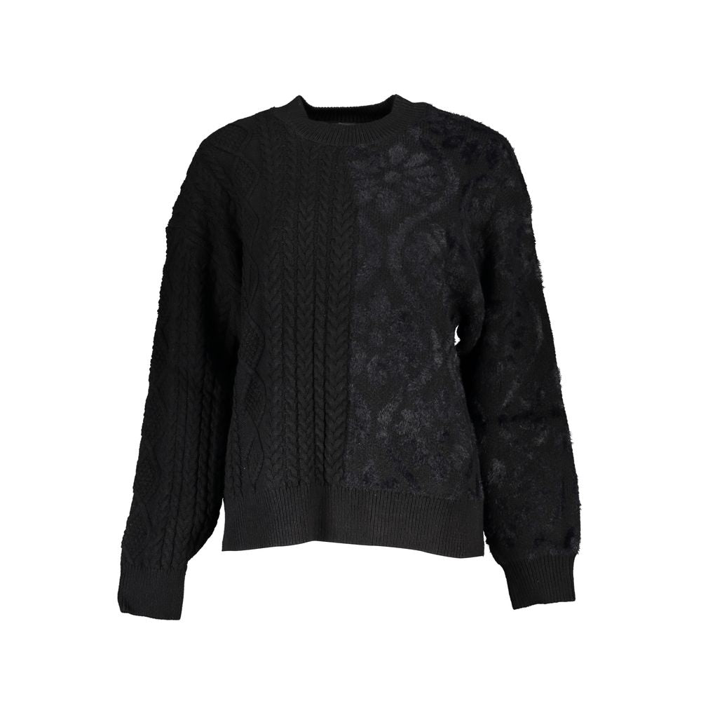 Desigual Black Cotton Sweater - Elegant Style Redefined