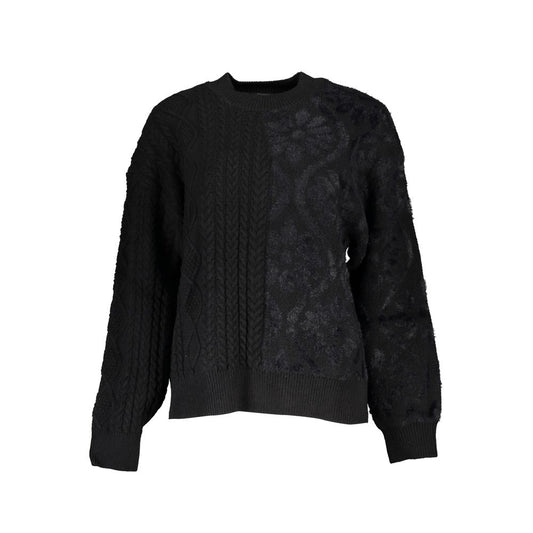 Desigual Black Cotton Sweater - Elegant Style Redefined