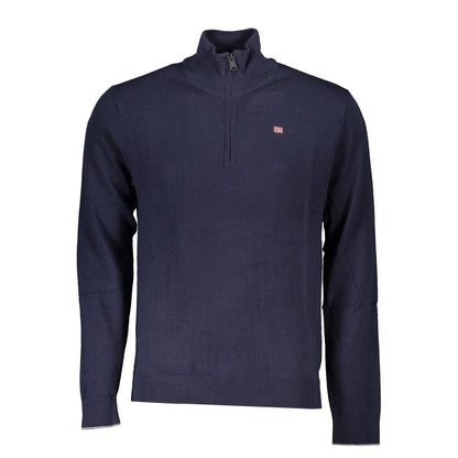 Napapijri Blue Fabric Sweater - Half Zip Long Sleeved