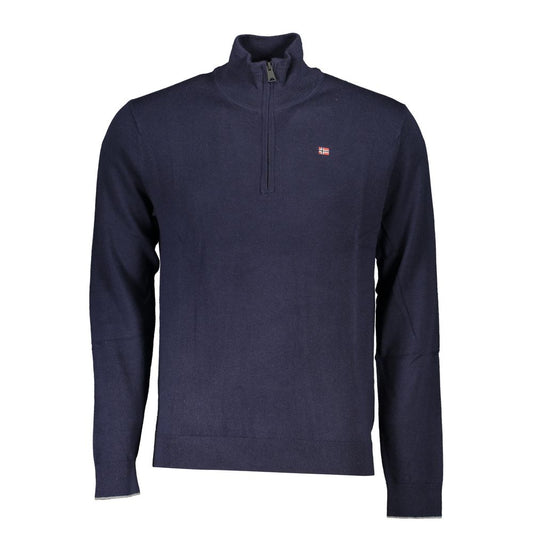 Napapijri Blue Fabric Sweater - Half Zip Long Sleeved