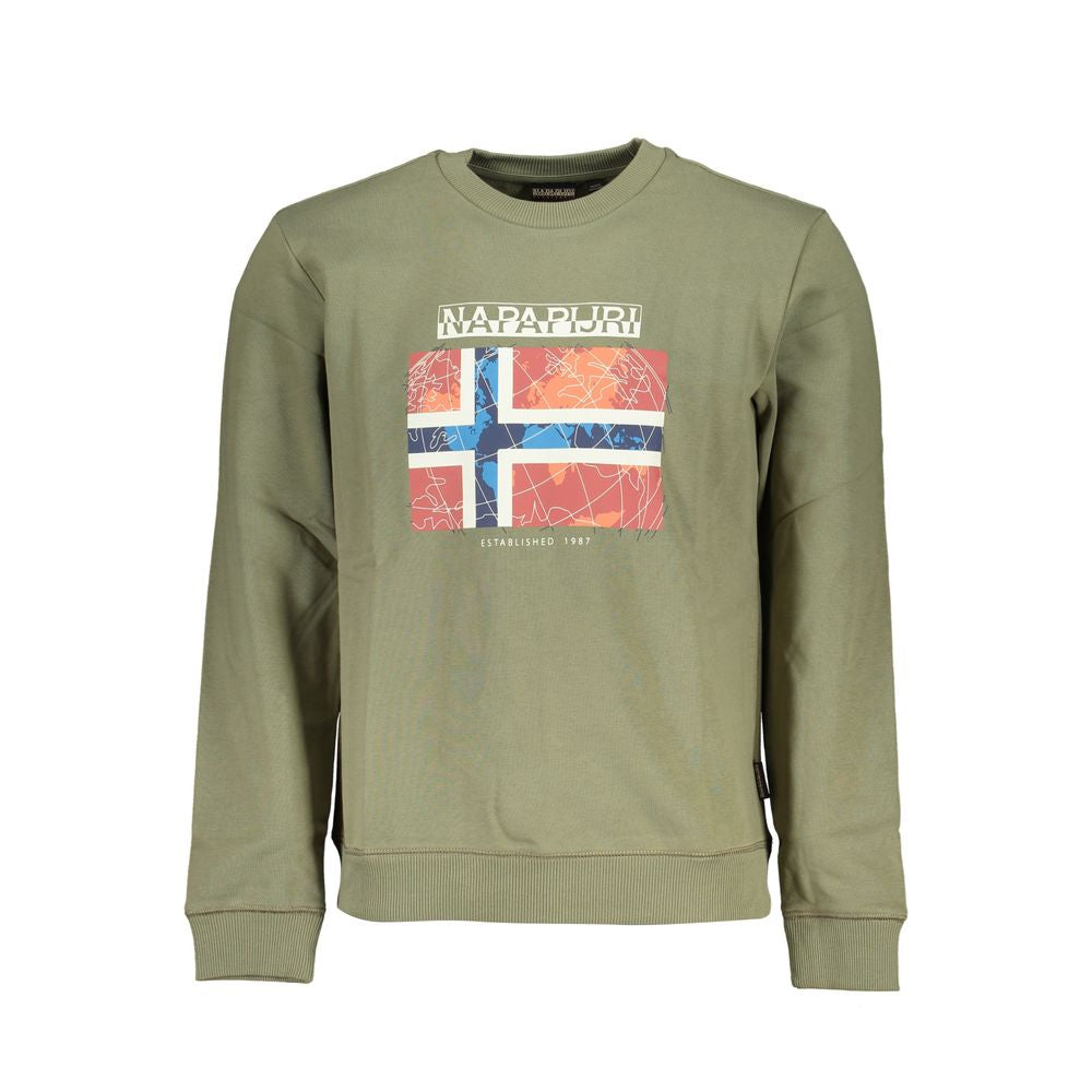Napapijri Green Cotton Sweater - Classic Crew Neck Sweatshirt
