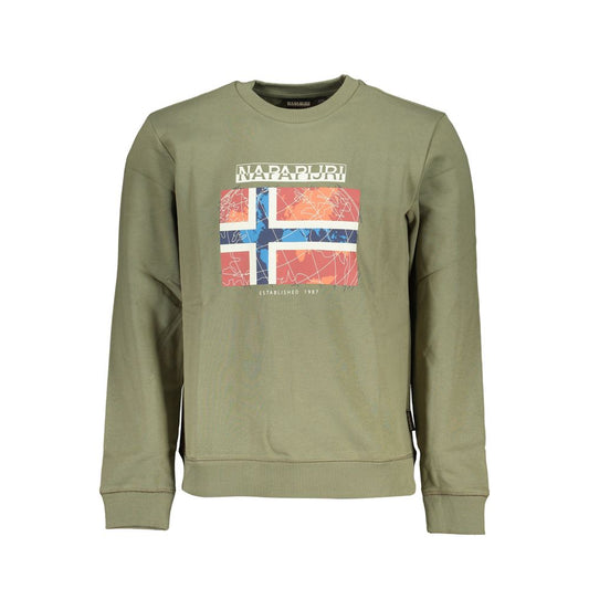 Napapijri Green Cotton Sweater - Classic Crew Neck Sweatshirt