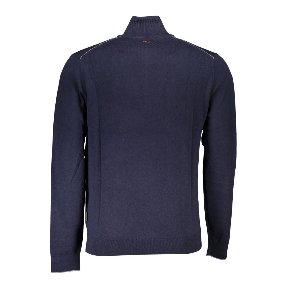 Napapijri Blue Fabric Sweater - Half Zip Long Sleeved