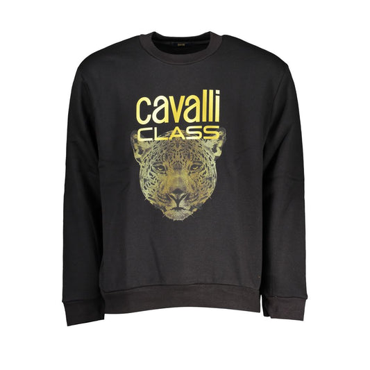Cavalli Class Black Cotton Sweater: Bold Urban Chic