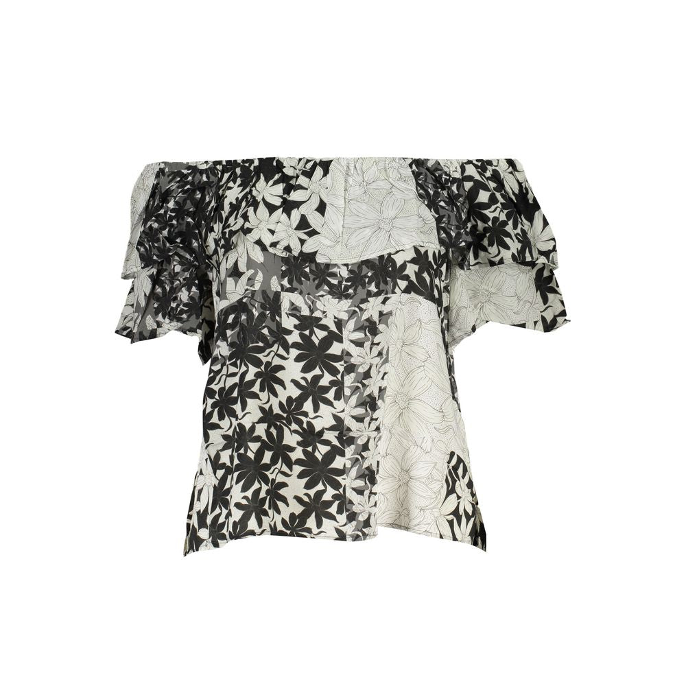 Desigual White Cotton Boat Neck T-Shirt