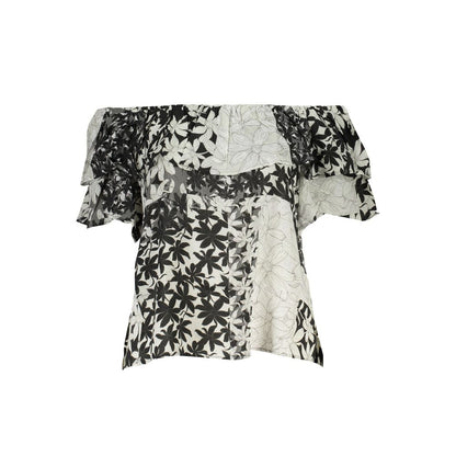 Desigual White Cotton Boat Neck T-Shirt