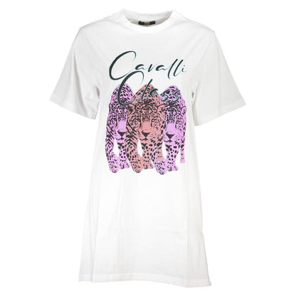 Cavalli Class Bold White Cotton Dress