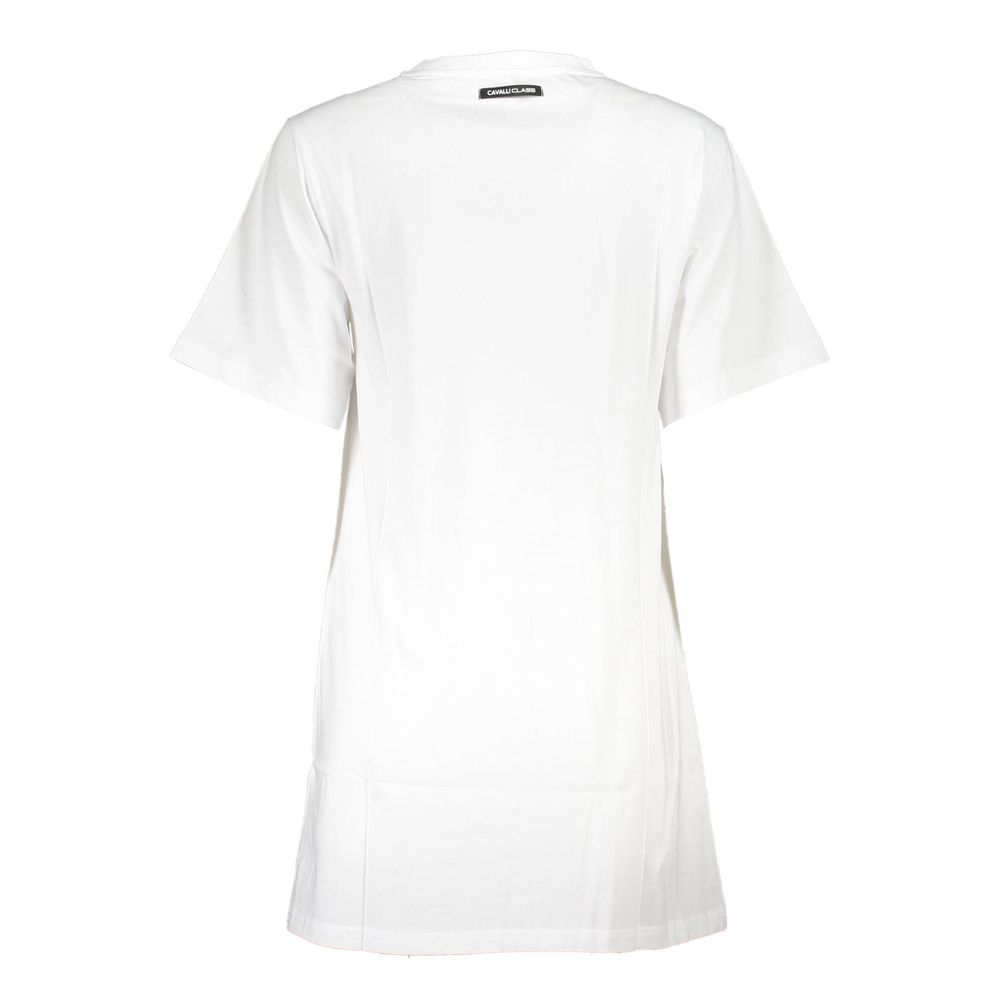 Cavalli Class Bold White Cotton Dress