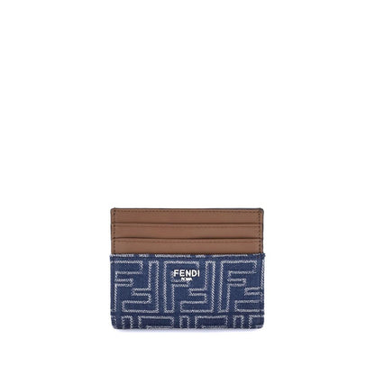 Fendi Embroidered Denim Card Holder