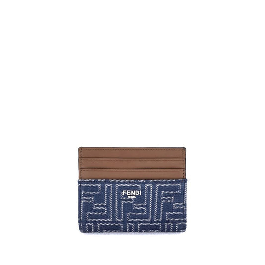Fendi Embroidered Denim Card Holder