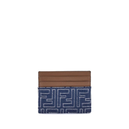Fendi Embroidered Denim Card Holder