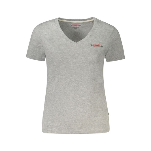 Guess Jeans Gray Cotton V-Neck T-Shirt