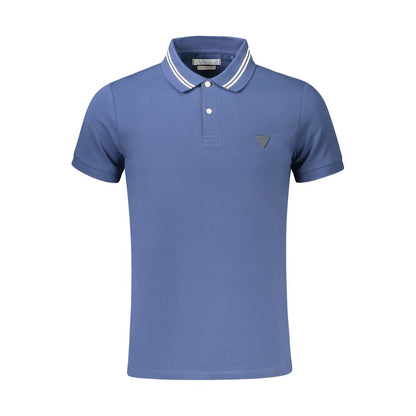 Guess Jeans Blue Cotton Polo Shirt - Extra Slim Fit with Contrasting Details