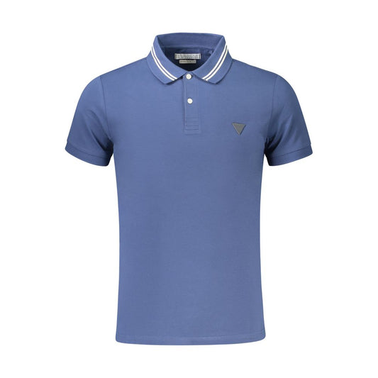 Guess Jeans Blue Cotton Polo Shirt - Extra Slim Fit with Contrasting Details