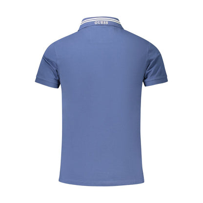 Guess Jeans Blue Cotton Polo Shirt - Extra Slim Fit with Contrasting Details