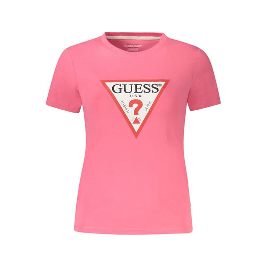 Guess Jeans Pink Cotton Slim Fit T-Shirt