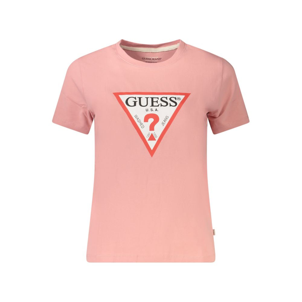 Guess Jeans Pink Cotton Slim Fit T-Shirt