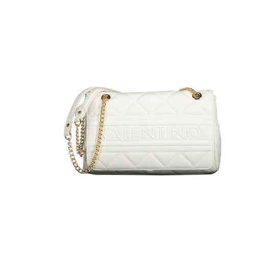 Mario Valentino White Leather Handbag with Chain Details