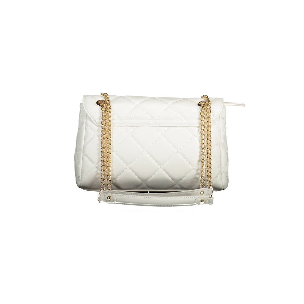 Mario Valentino White Leather Handbag with Chain Details