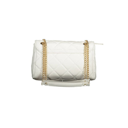 Mario Valentino White Leather Handbag with Chain Details
