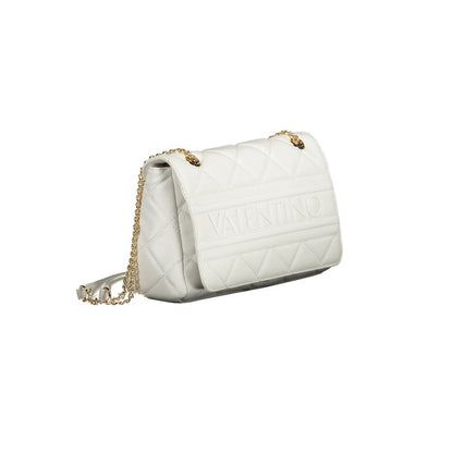 Mario Valentino White Leather Handbag with Chain Details