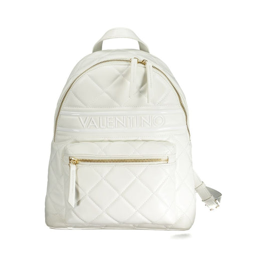 Mario Valentino White Faux Leather Backpack with Brand Logo