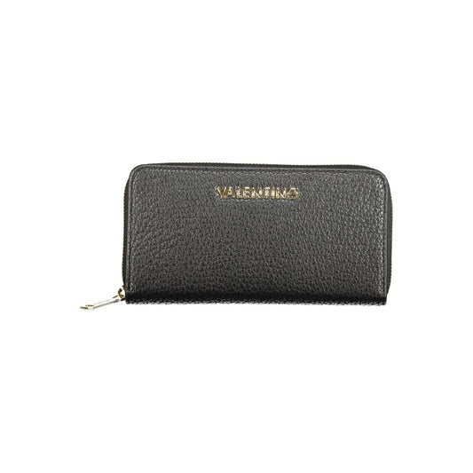 Mario Valentino Black Faux Leather Wallet with Zip Closure