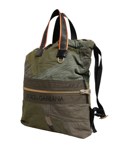 Dolce & Gabbana Military Green Patchwork Rucksack Backpack Bag