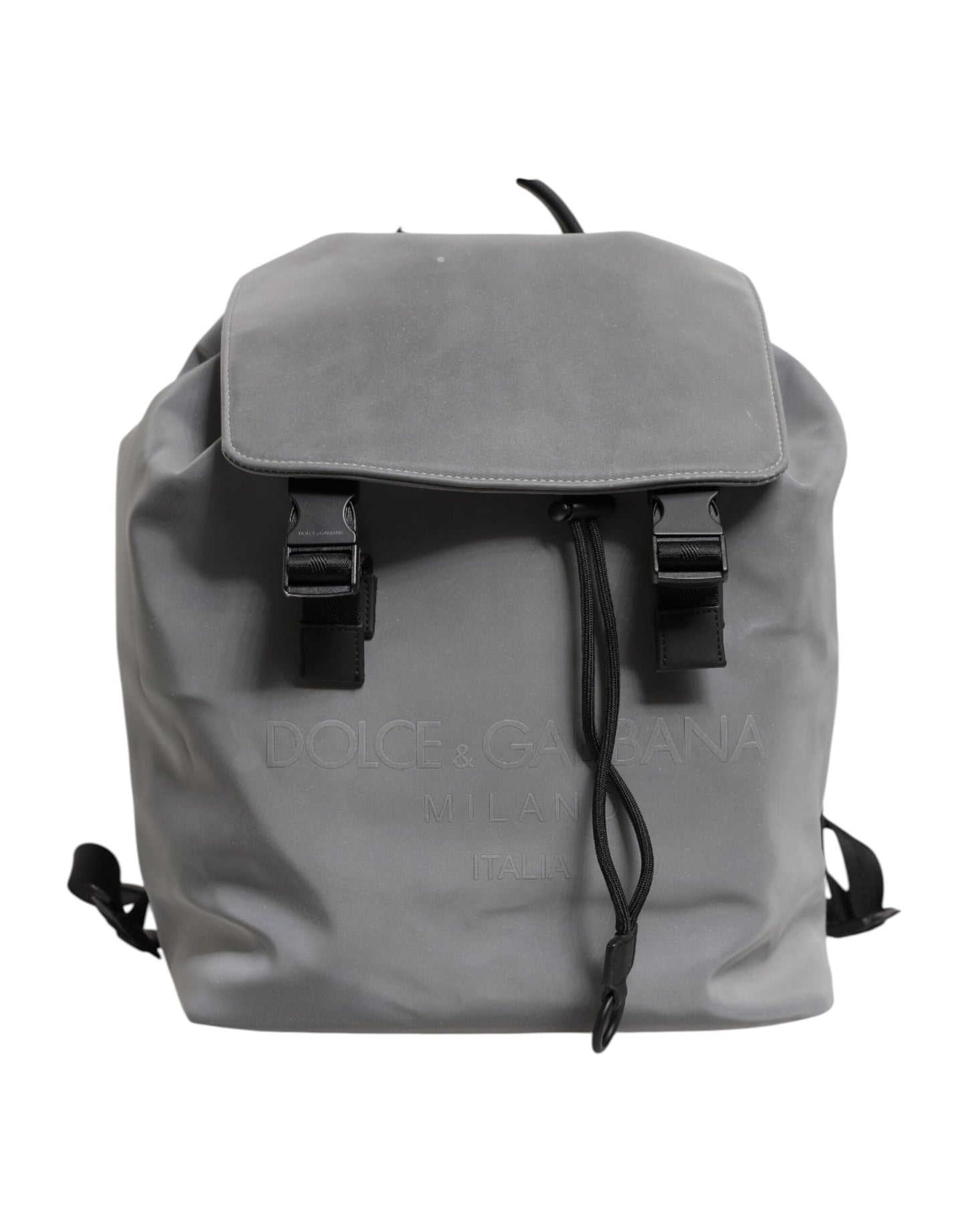 Dolce & Gabbana Gray Palermo Reflector Buckles Drawstring Backpack Bag