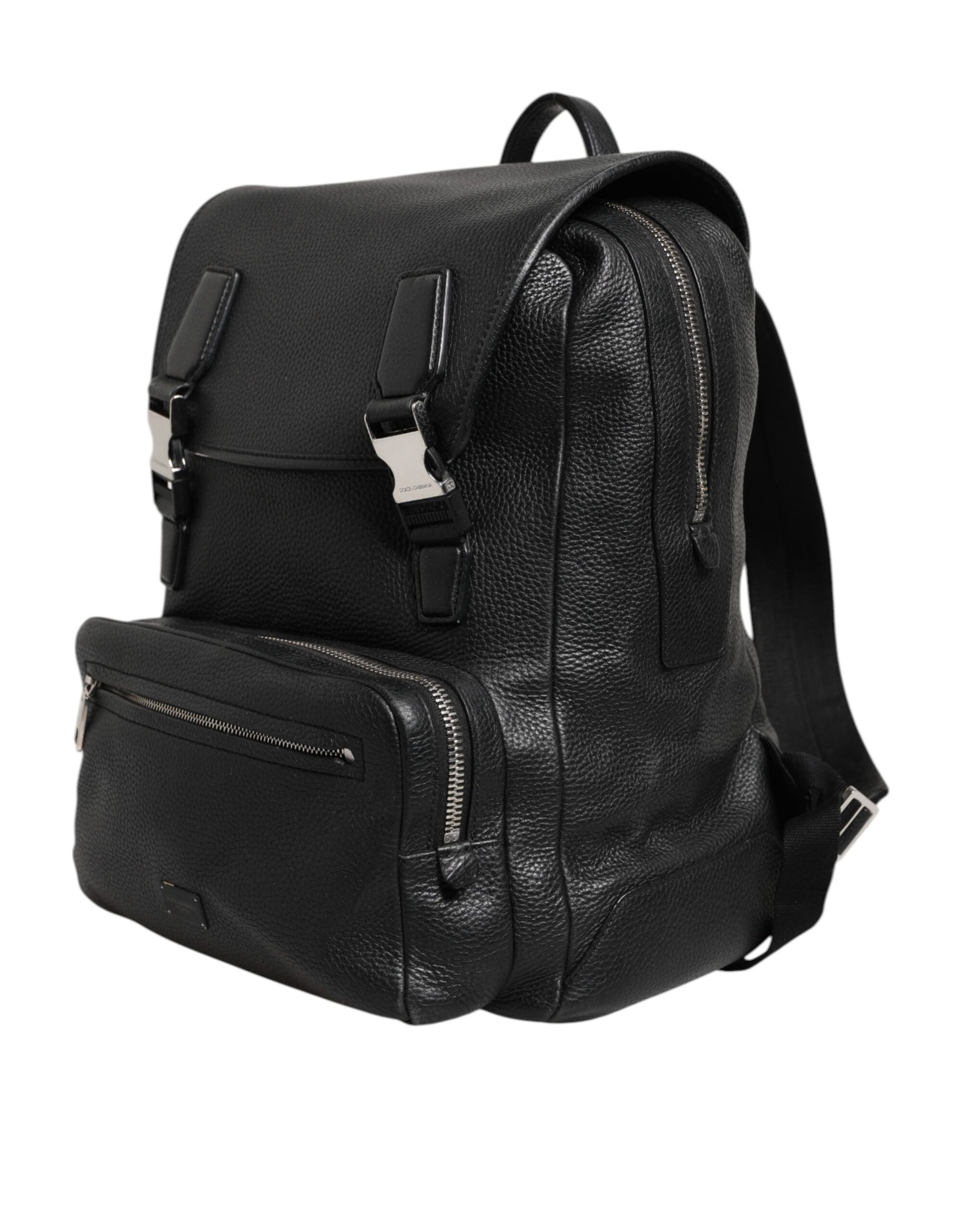 Dolce & Gabbana Black Palermo Backpack Hammered Calfskin Leather Bag