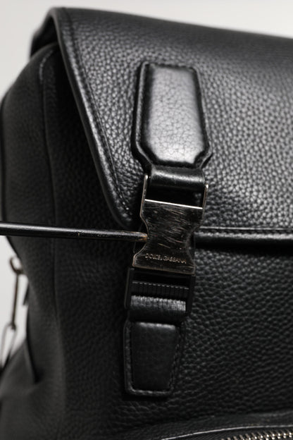 Dolce & Gabbana Black Palermo Backpack Hammered Calfskin Leather Bag