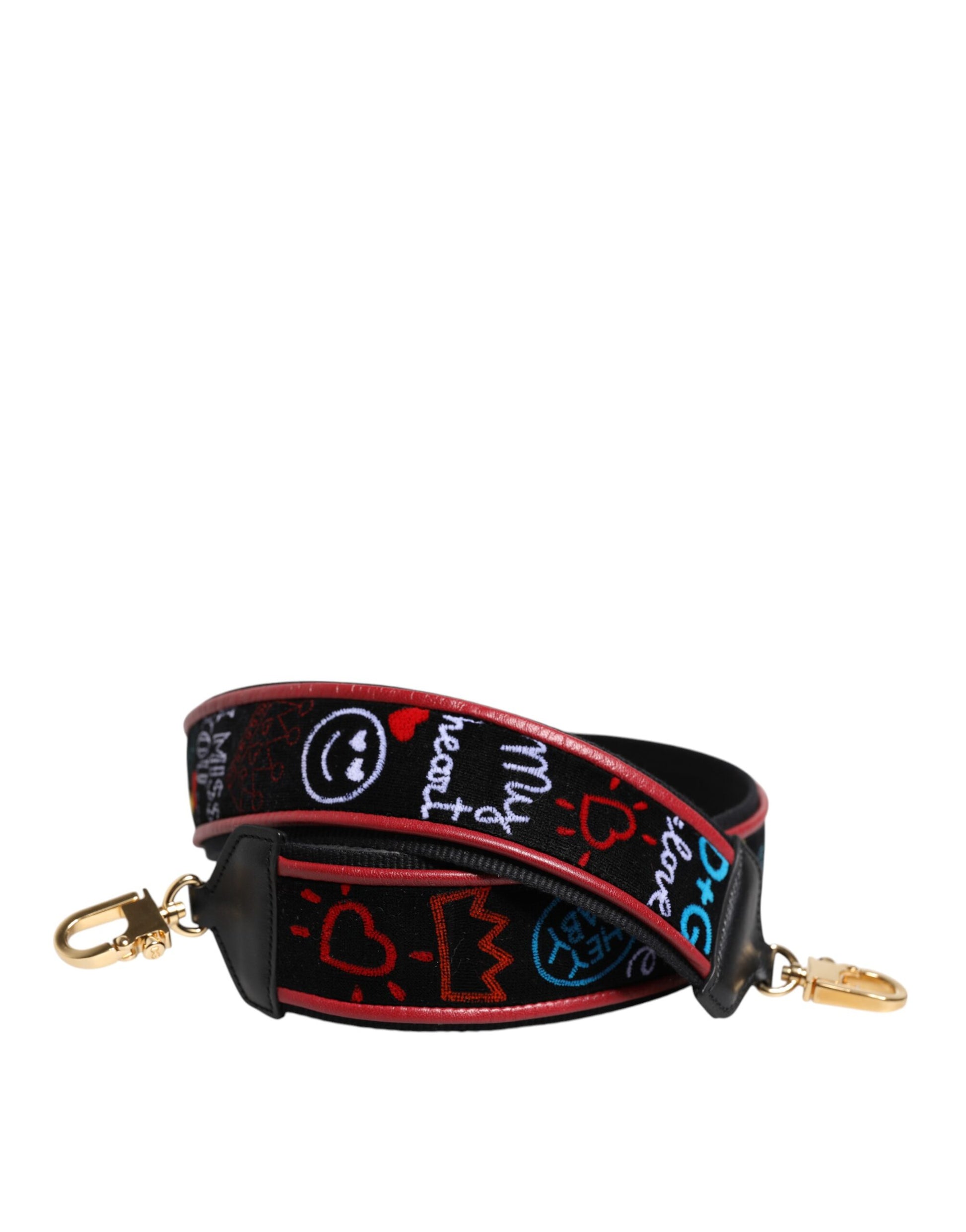 Dolce & Gabbana Black Cotton Printed Shoulder Strap Bag Accessory for Women
