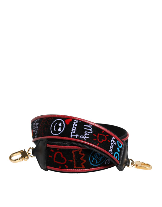 Dolce & Gabbana Black Cotton Printed Shoulder Strap Bag Accessory for Women