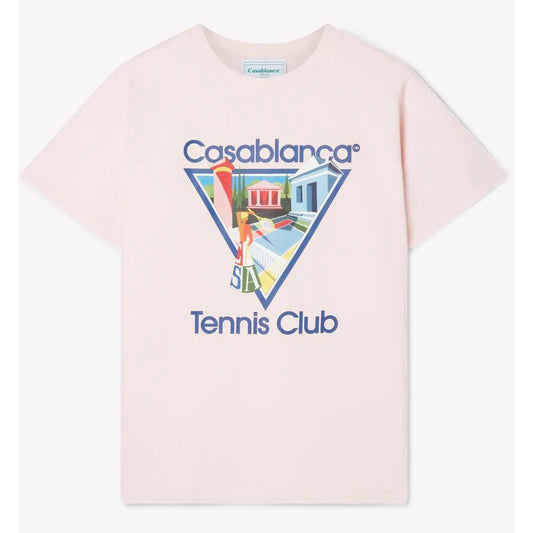 Casablanca Pink Cotton T-Shirt - Tennis Club Style
