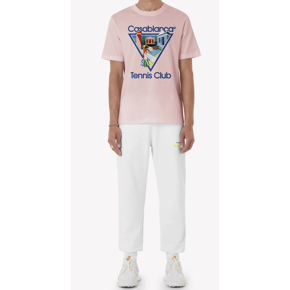 Casablanca Pink Cotton T-Shirt - Tennis Club Style