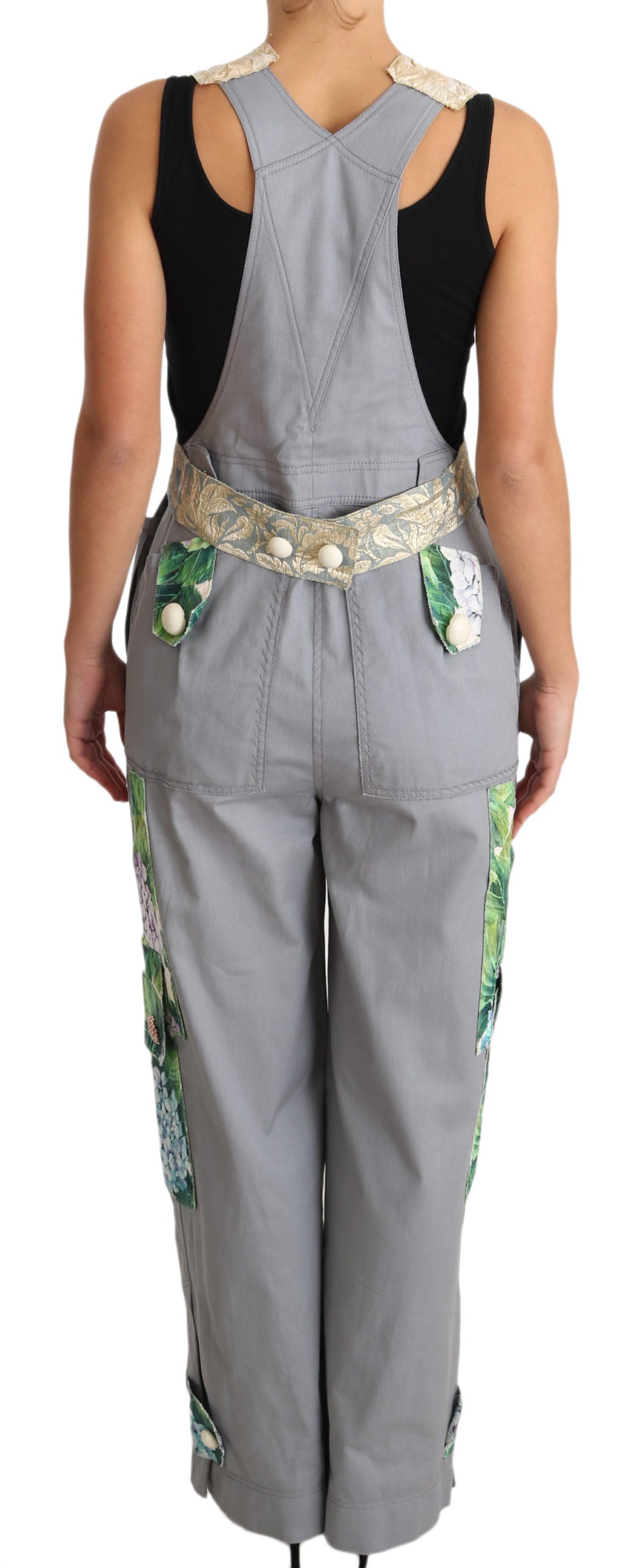  - Exquisite Floral Embellished Denim Overalls