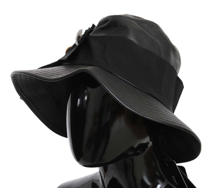  - Elegant Black Leather Cloche Cap