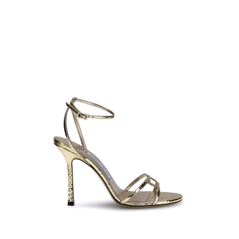 Jimmy Choo Leo100 Sandals - Gold-Tone Leather Elegance
