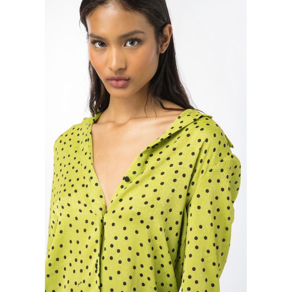 PINKO Green Polyester Shirt - Statement-Making Polka Dot Elegance