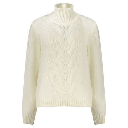 K-WAY White Wool Sweater with Contrast Details